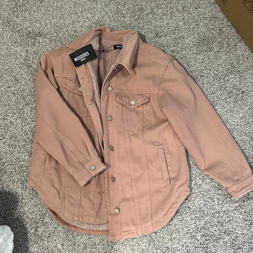 Missguided pink denim jacket - size 4, never worn